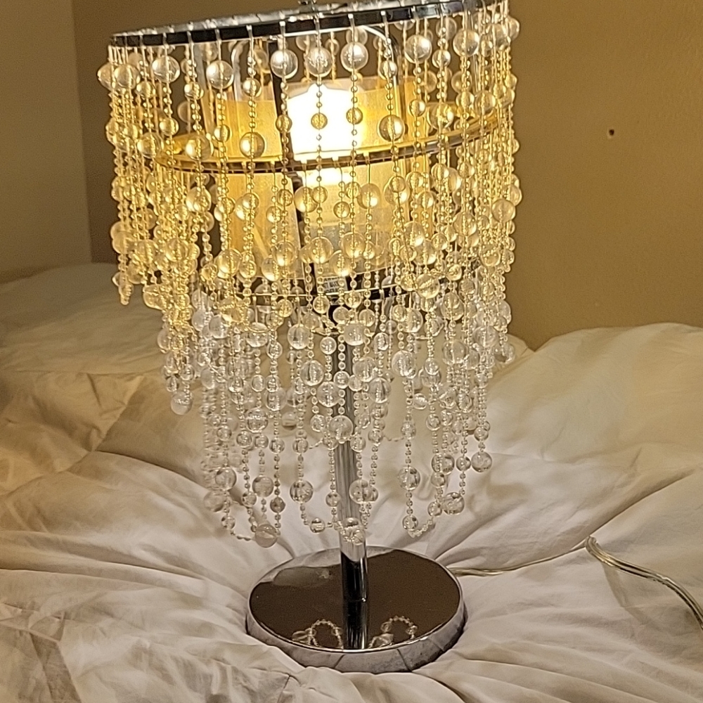 Clear beaded chandelier desk  lamp